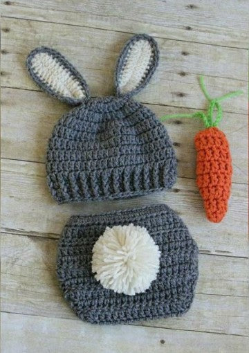 Handmade crochet baby bunny outfit