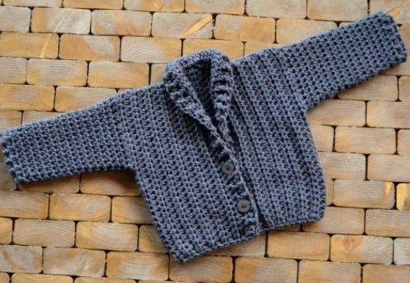 Handmade crochet baby grey sweater
