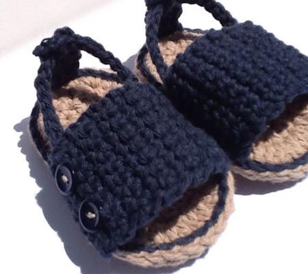 Handmade crochet baby navy strap sandals