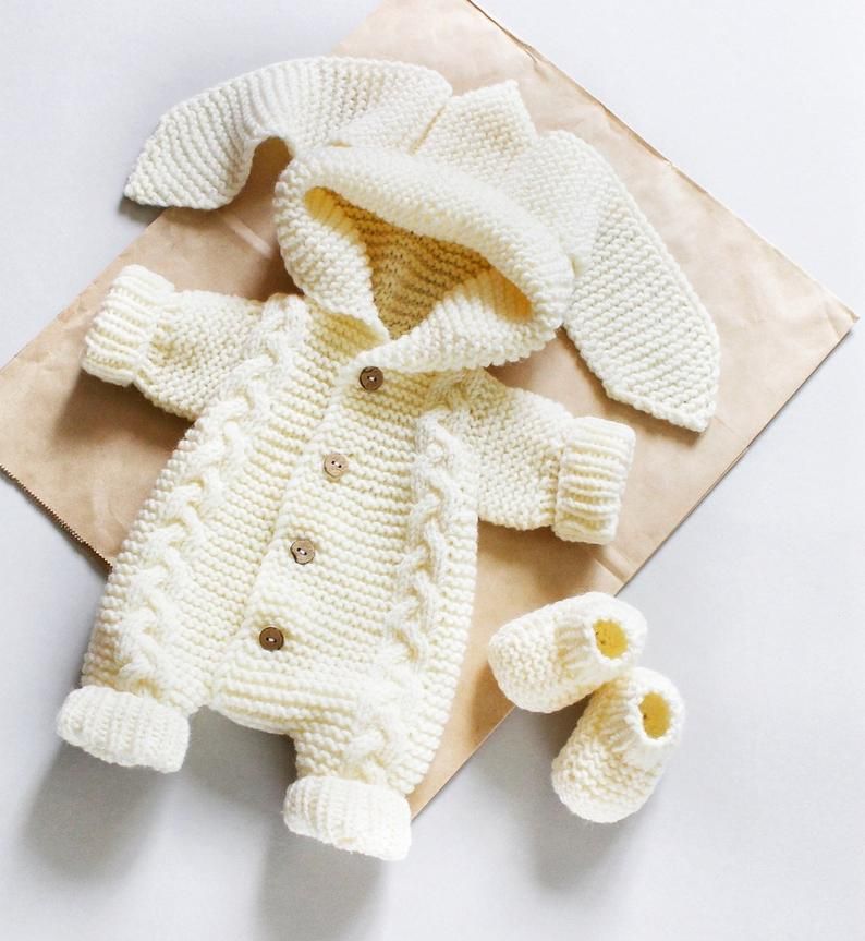 Handmade crochet baby romper and shoes set