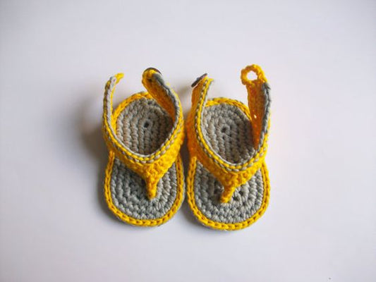 Handmade crochet baby yellow flip flop sandals