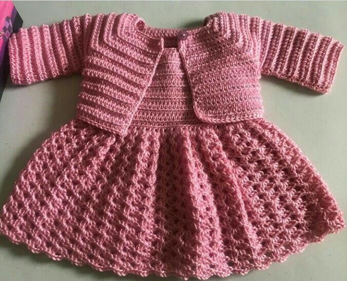 Super Warm Handmade Dress + Cardigan Set - Size 0M-3Y (Multiple Designs)