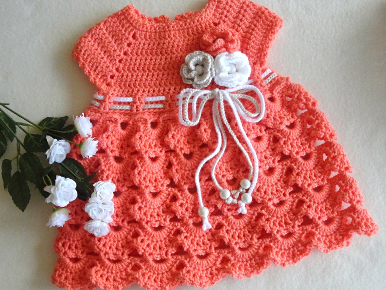Crochet Baby Girl Dress - Size 0-24M