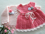 Super Warm Handmade Dress + Cardigan Set - Size 0M-3Y (Multiple Designs)