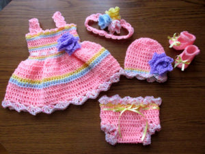 Crochet Baby Girl Dress - Size 0-24M (Multiple Designs)