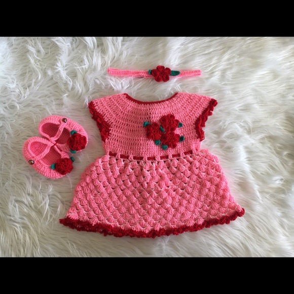 Crochet Baby Girl Dress - Size 0-24M (Multiple Designs)
