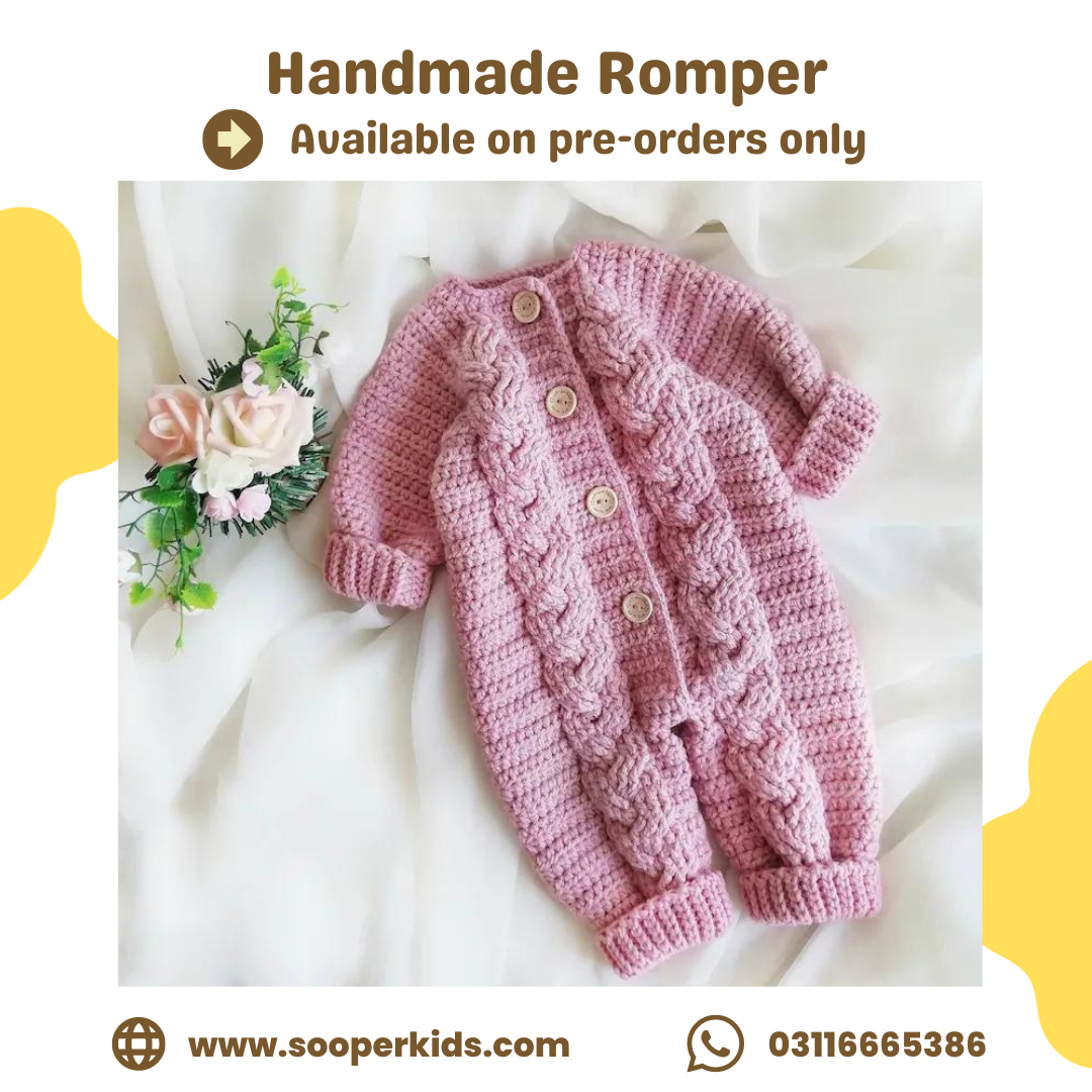 Handmade Crochet Romper- Size: 0M-2Years (Pre-order)